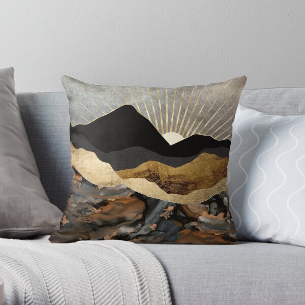 Copper and Gold Mountains Throw Pillow