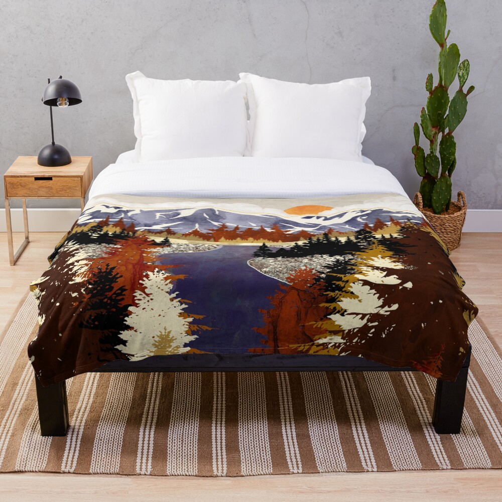 "Autumn River" Throw Blanket by spacefrogdesign Redbubble