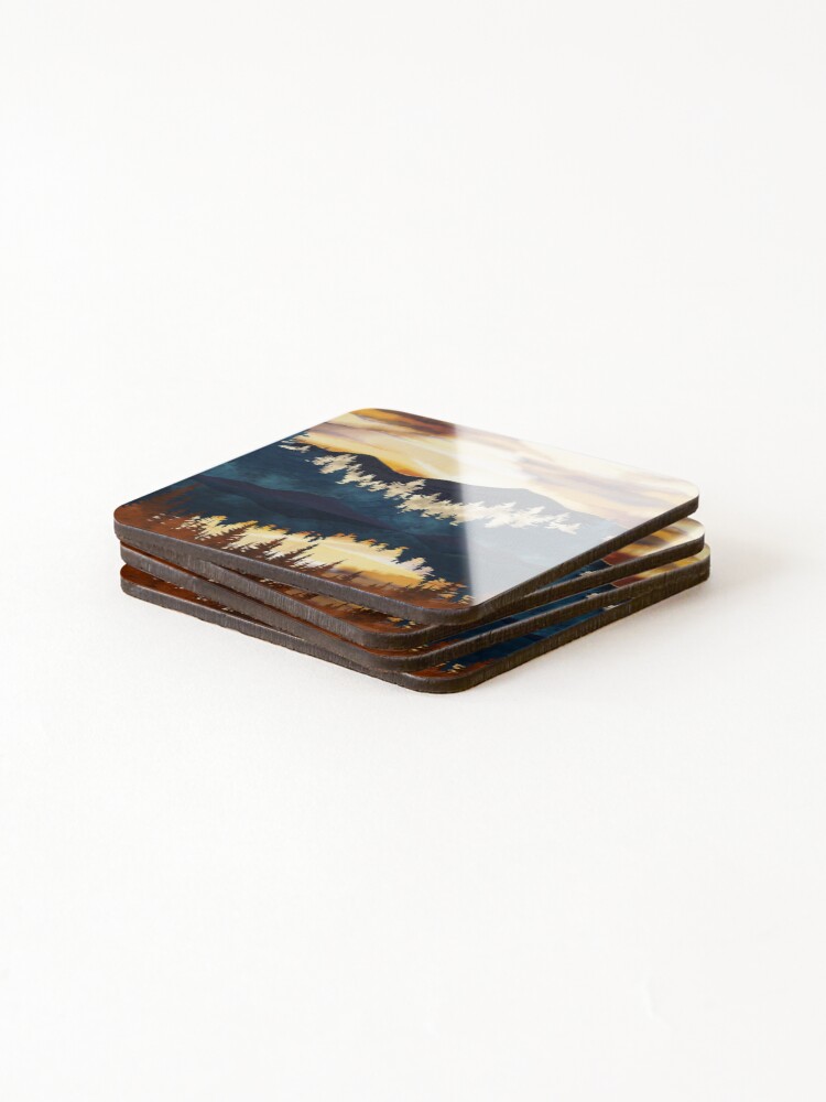 Thumbnail 4 of 5, Coasters (Set of 4), Fall Sunset designed and sold by spacefrogdesign.
