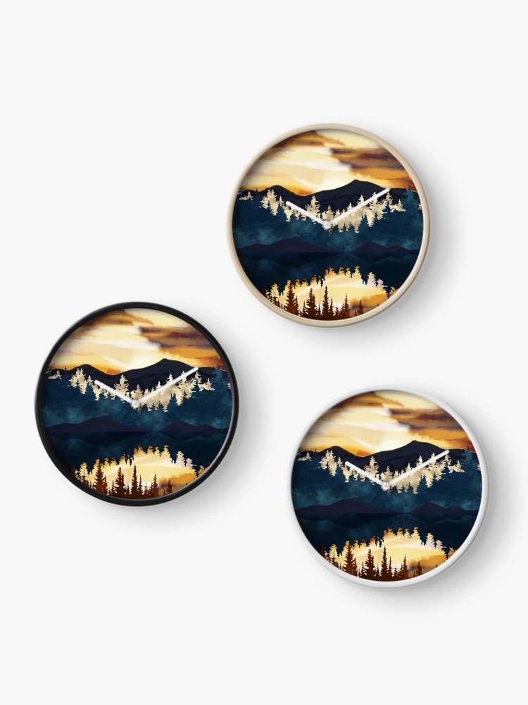 Thumbnail 3 of 4, Clock, Fall Sunset designed and sold by spacefrogdesign.