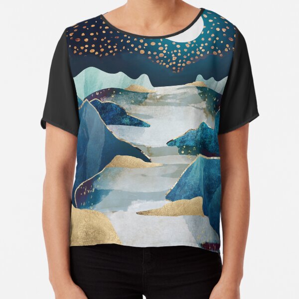 Blau und Sterne Chiffon Top