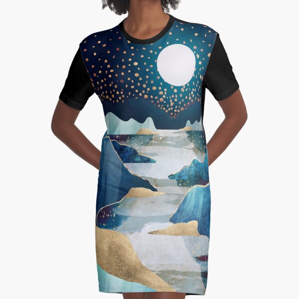Blau und Sterne T-Shirt Kleid