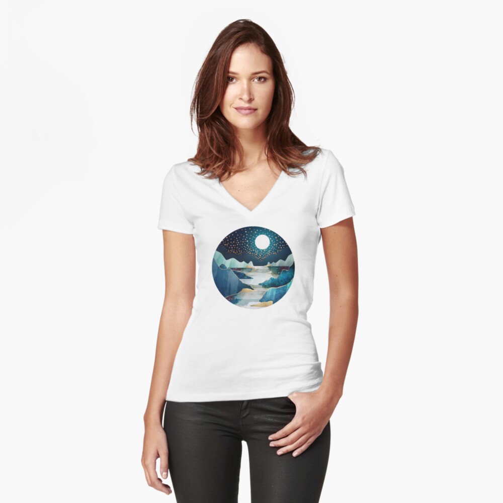 Item preview, Fitted V-Neck T-Shirt designed and sold by spacefrogdesign.