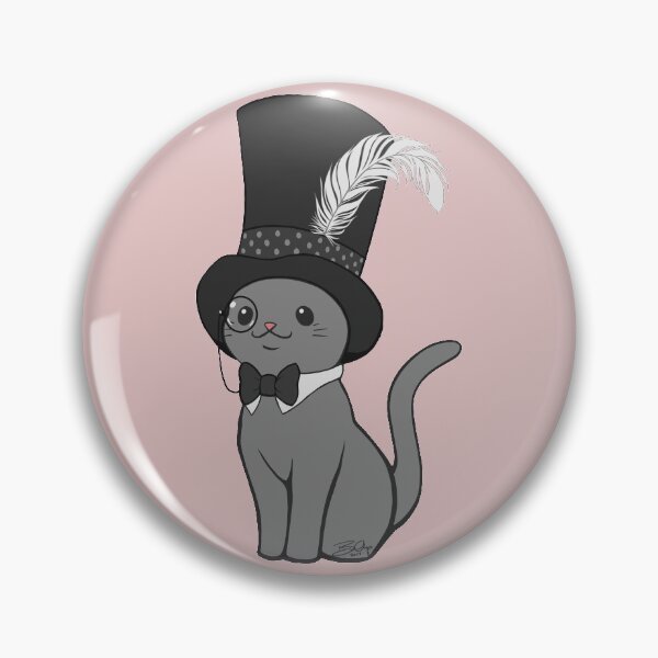 Item preview, Grey Cat Wears Plumed Top Hat designed and sold by biimyselfandi.