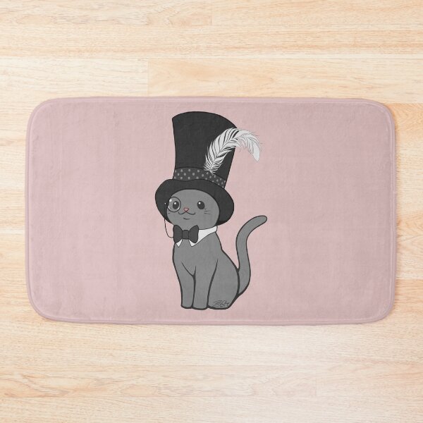 Item preview, Grey Cat Wears Plumed Top Hat designed and sold by biimyselfandi.