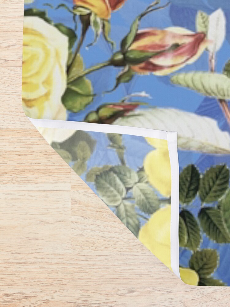 Alternate view of Antique Blue And Yellow Botanical Flower Rose Garden Shower Curtain