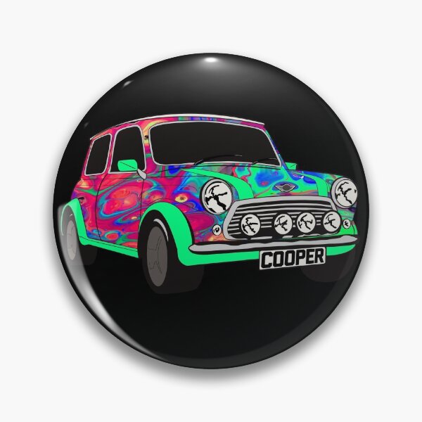 Item preview, Vintage Mini Cooper Print with Psychedelic Neon Luminous Bodywork designed and sold by robfullerartist.