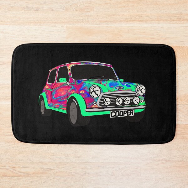 Item preview, Vintage Mini Cooper Print with Psychedelic Neon Luminous Bodywork designed and sold by robfullerartist.