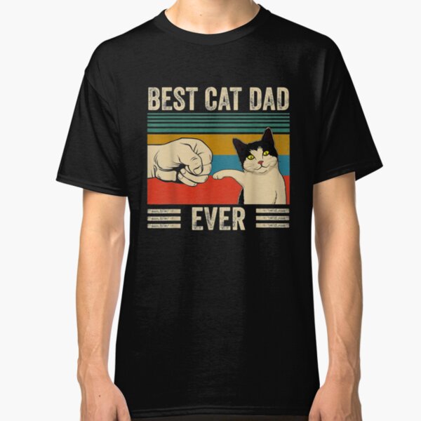 Mens Vintage Best Cat Dad Ever Bump Fit Classic T-Shirt