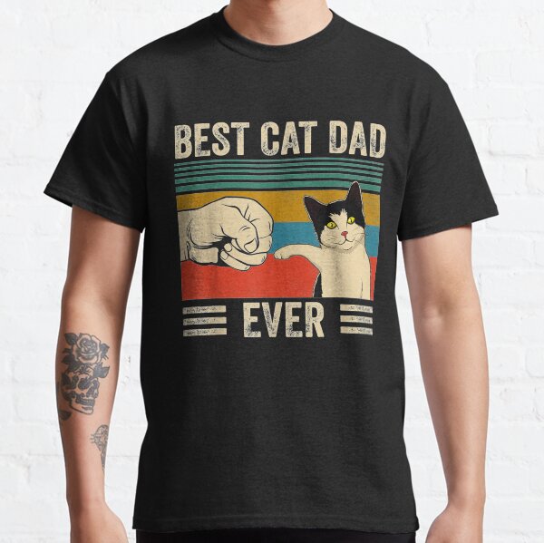 Mens Vintage Best Cat Dad Ever Bump Fit Classic T-Shirt