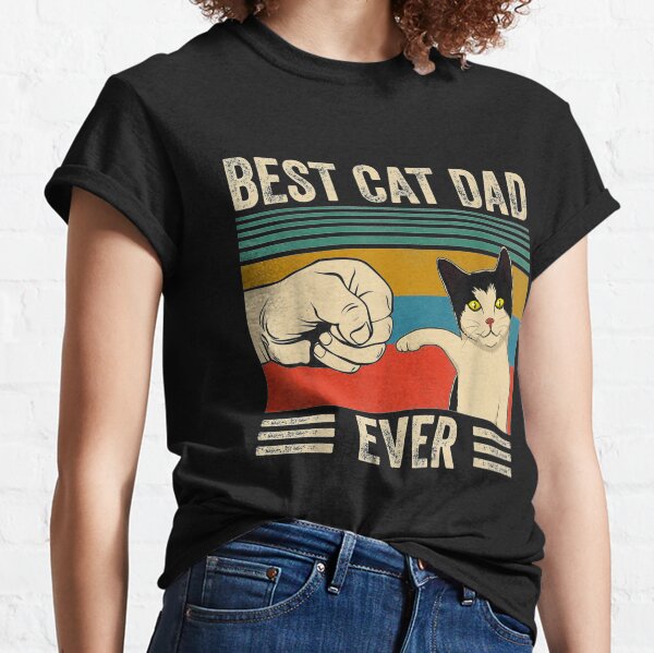Mens Vintage Best Cat Dad Ever Bump Fit Classic T-Shirt