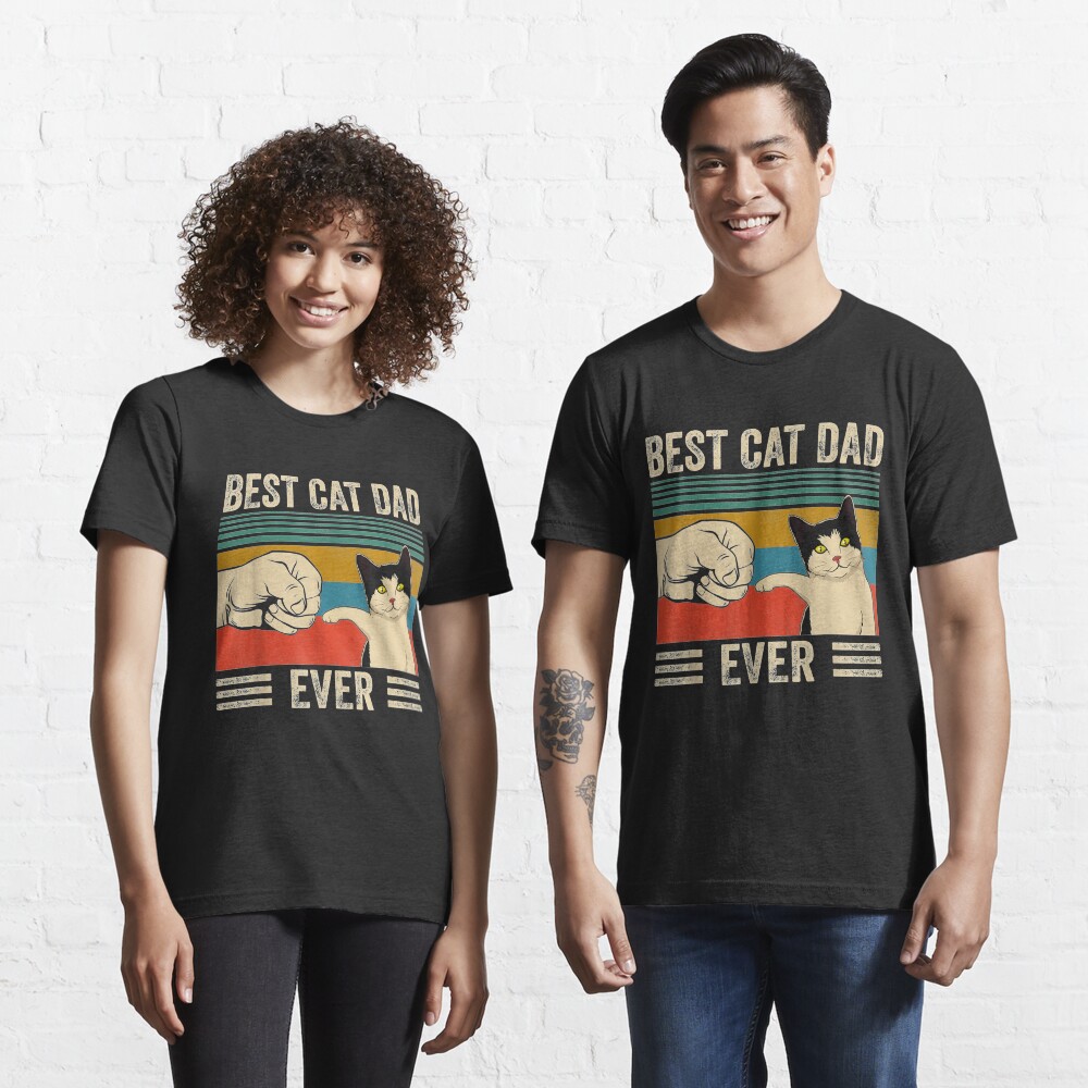 Mens Vintage Best Cat Dad Ever Bump Fit Essential T-Shirt