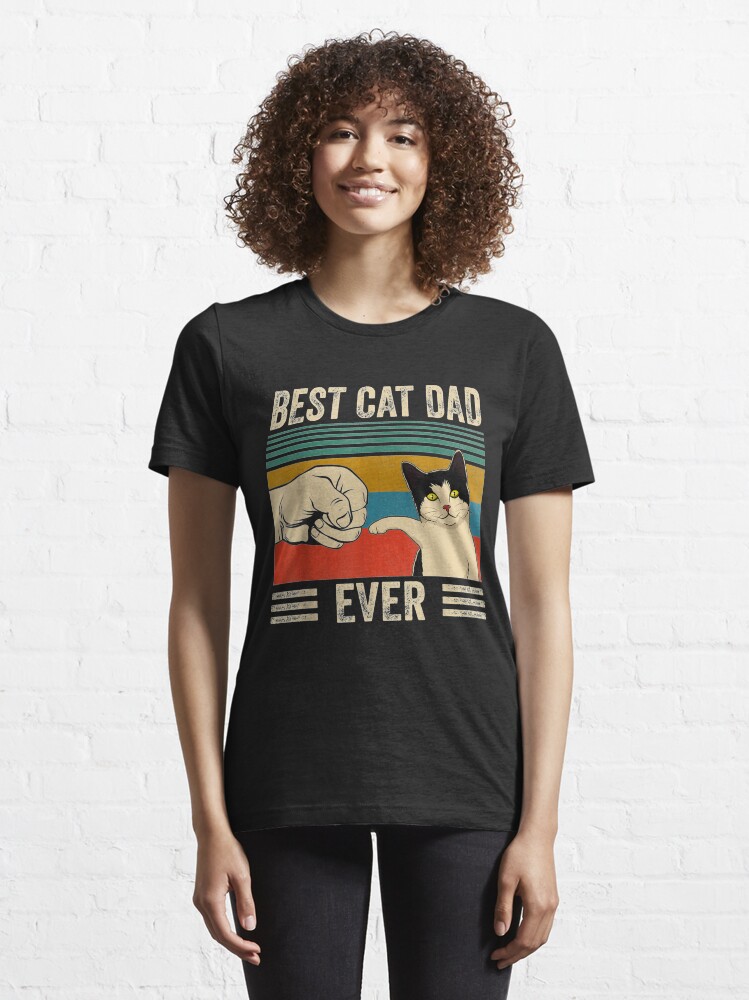 Alternate view of Mens Vintage Best Cat Dad Ever Bump Fit Essential T-Shirt