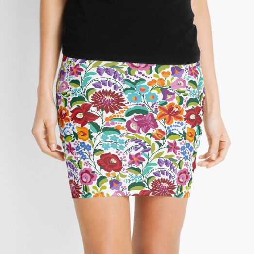 Hungarian ethnic kalocsai embroidery pattern Mini Skirt