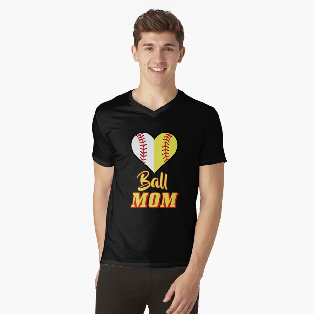 Baseball Mom Heart Aesthetic Shirt | Mothers Day Mom Gift | Unisex Jersey  V-neck T-shirt