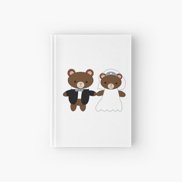 Bride and Groom Bear Cute Kawaii Couple Hardcover Journal