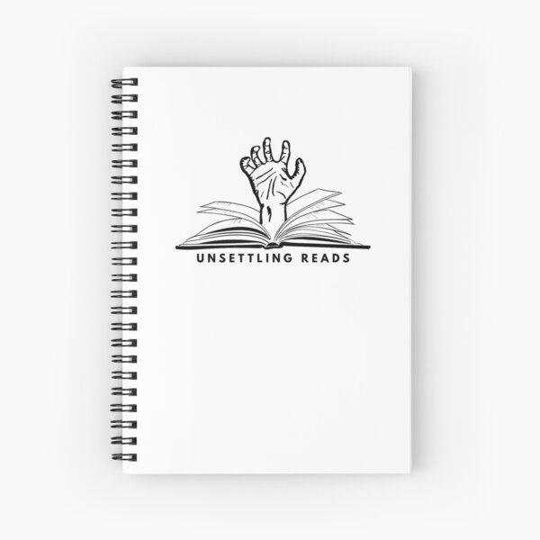 Unsettling Reads - Hand Coming out of a Book Spiral Notebook