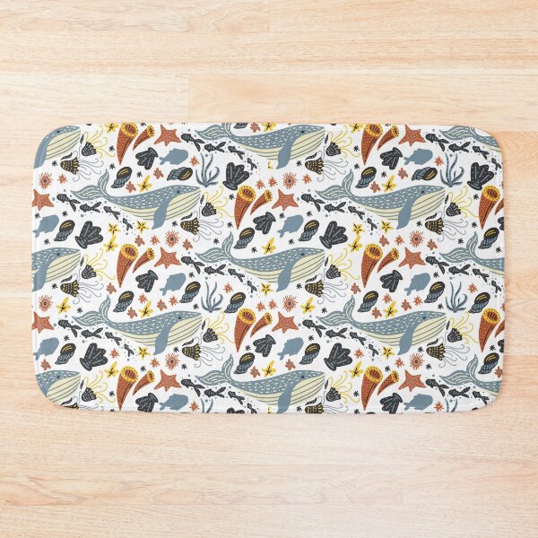 Item preview, Whale swimming among starfishes, seashells and jellyfish designed and sold by oceanys.