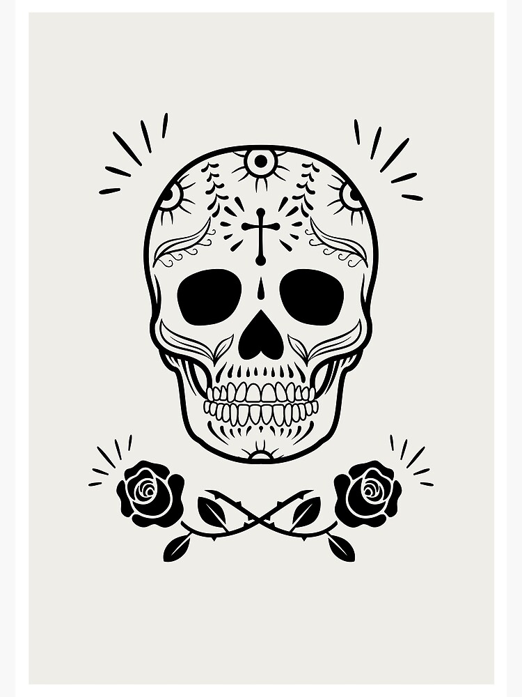 Sugar Skull With Flowers Art • White by rike-mayer