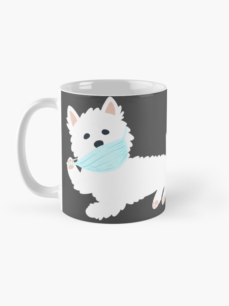 Alternate view of Self isolating Westie pup Mug