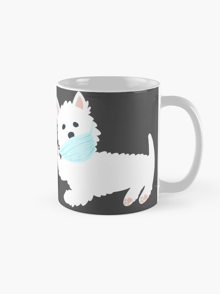 Alternate view of Self isolating Westie pup Mug