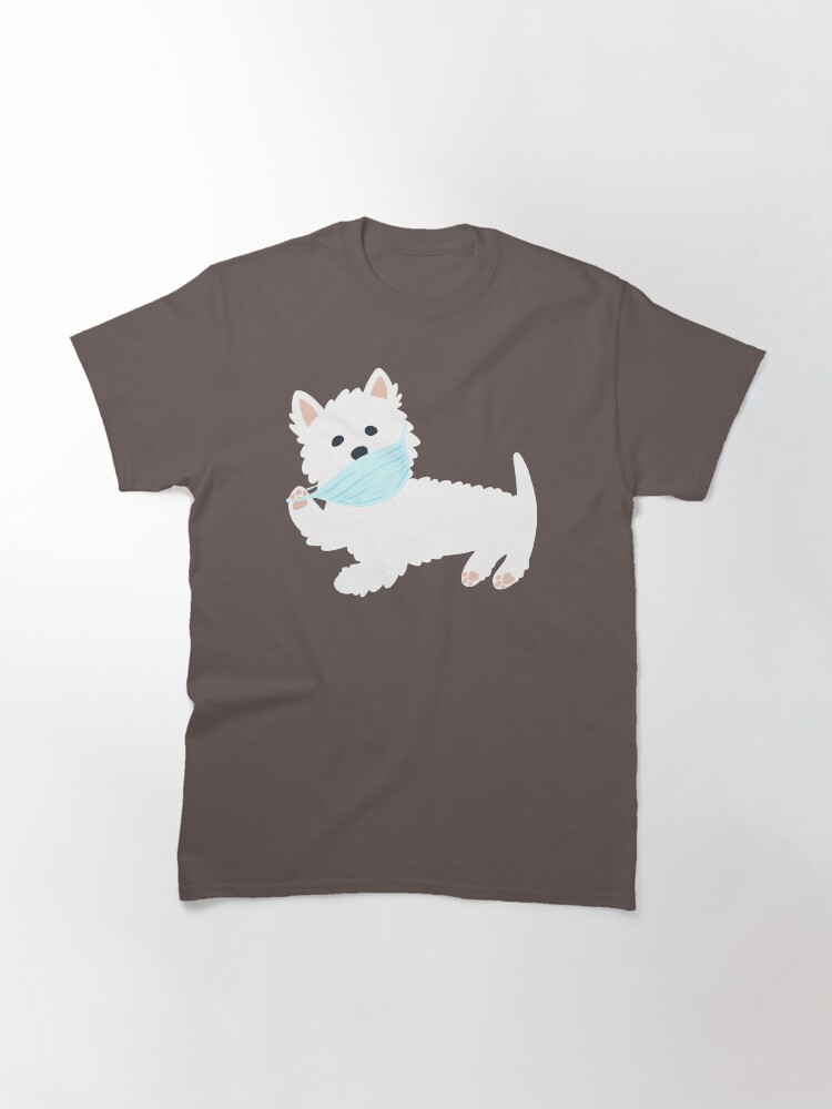 Thumbnail 2 of 7, Classic T-Shirt, Self isolating Westie pup designed and sold by Miruna Illustration.