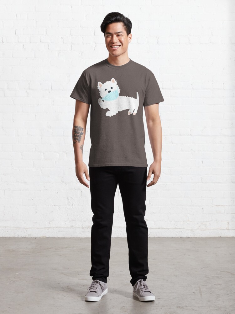 Thumbnail 3 of 7, Classic T-Shirt, Self isolating Westie pup designed and sold by Miruna Illustration.