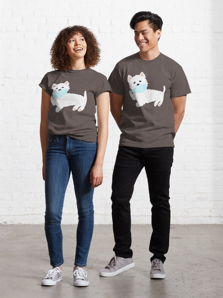Thumbnail 1 of 7, Classic T-Shirt, Self isolating Westie pup designed and sold by Miruna Illustration.