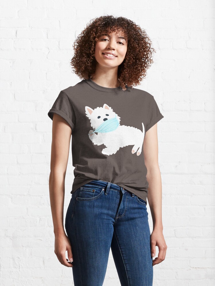 Thumbnail 4 of 7, Classic T-Shirt, Self isolating Westie pup designed and sold by Miruna Illustration.