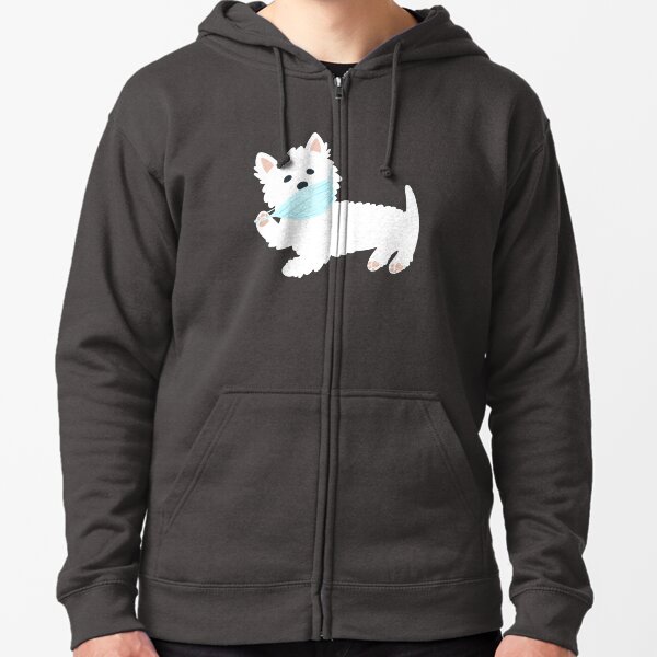 Self isolating Westie pup Zipped Hoodie