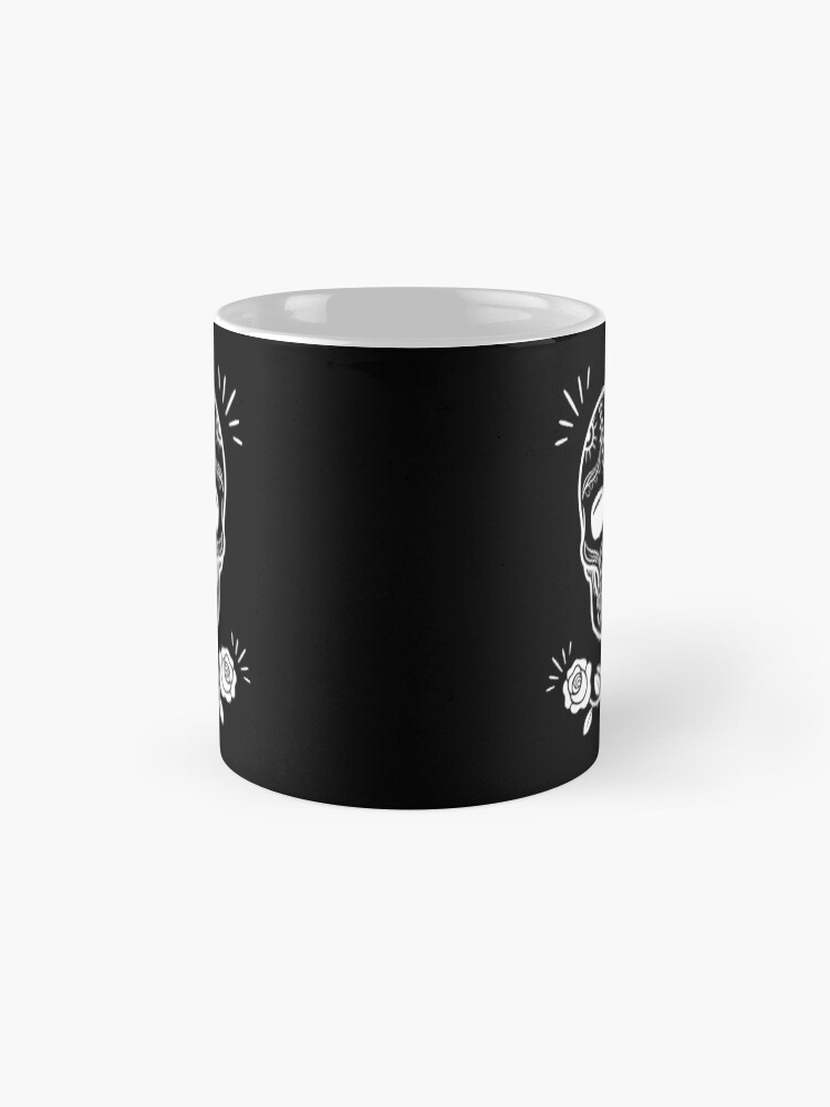 Alternate view of Sugar Skull With Flowers Art • Black Mug