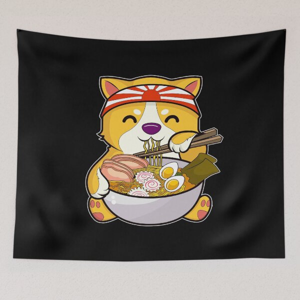 Item preview, Kawaii Dog Ramen Bowl Funny Anime Noodles Puppy designed and sold by perfectpresents.