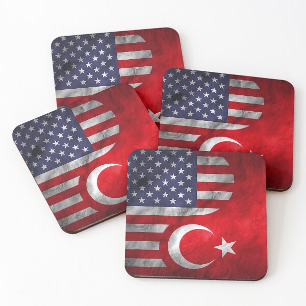 Artikelvorschau, USA und Türkei Dual Yin Yang Flagge entworfen und verkauft von ockshirts.