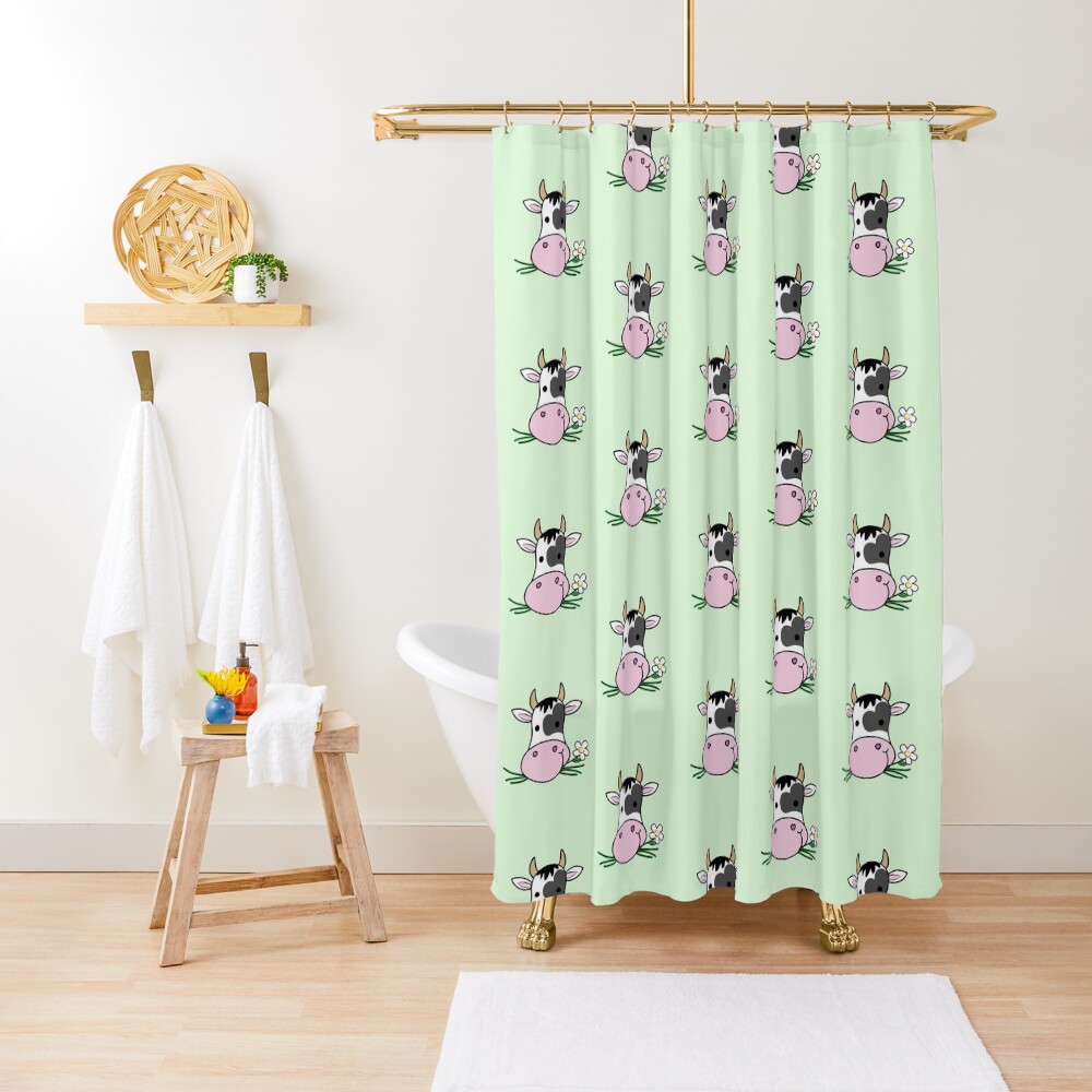 "Cute Happy Cow Mint Green" Shower Curtain for Sale by NoBonesLife
