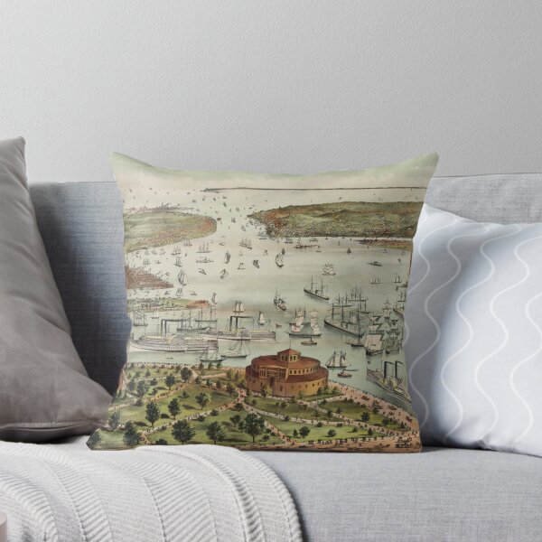 Item preview, Vintage Pictorial Map of The Port of New York designed and sold by BravuraMedia.