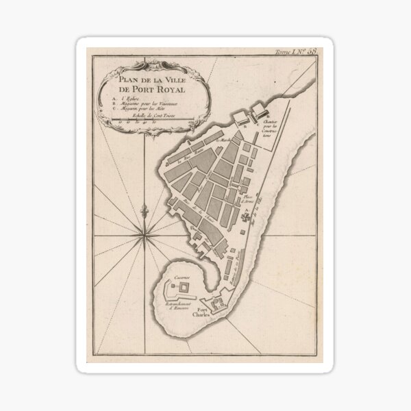 Item preview, Vintage Map of Port Royal Jamaica (1764) designed and sold by BravuraMedia.