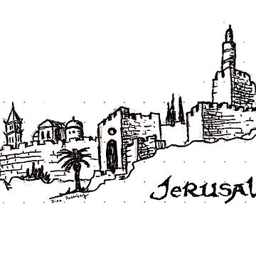 Artwork thumbnail, Ancient Jerusalem Inktober by DinaRosArts