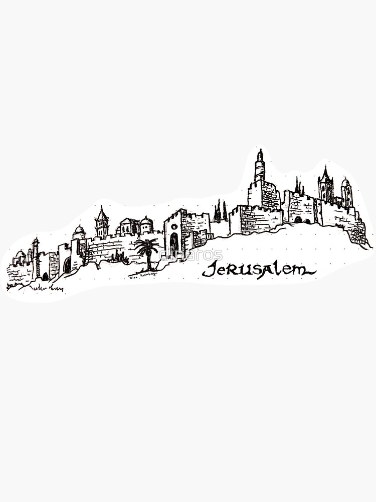 Thumbnail 3 of 3, Sticker, Ancient Jerusalem Inktober designed and sold by dinaros.