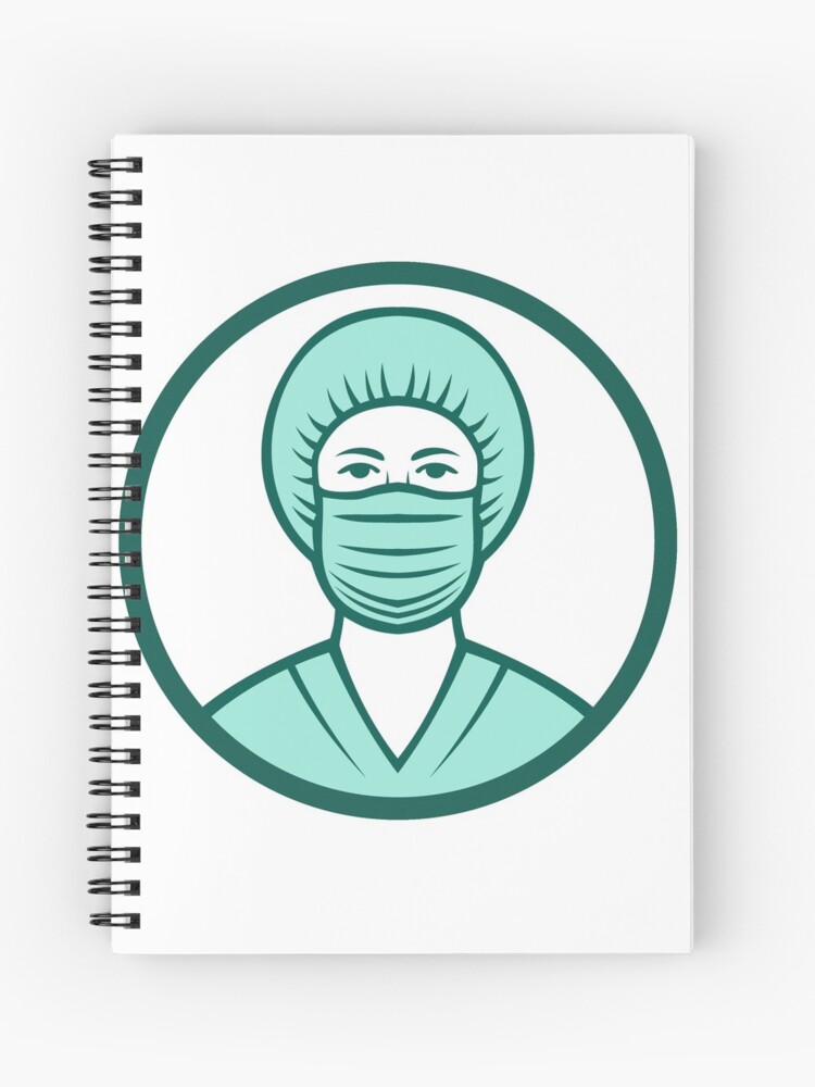 Cuaderno de espiral «Enfermera con icono de máscara quirúrgica» de  patrimonio | Redbubble