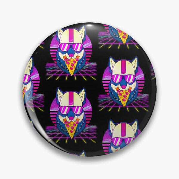 Item preview, Awesome Retro Vaporwave EDM Cute Cat Pizza Tile Pattern designed and sold by perfectpresents.