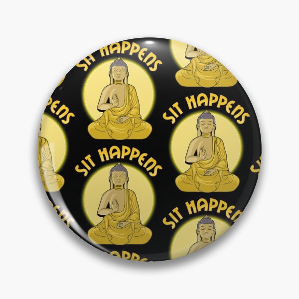 Item preview, Sit Happens Funny Meditation Pun Monk Meditating Tile Pattern designed and sold by perfectpresents.