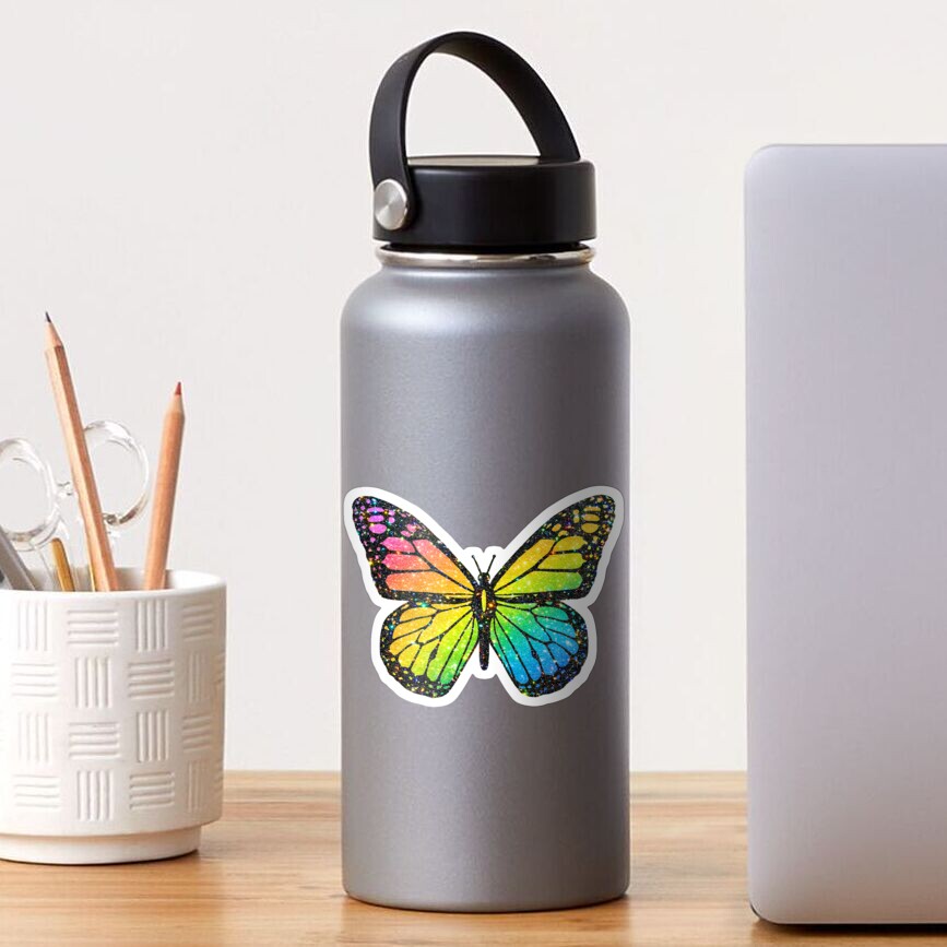 glittery rainbow butterfly Sticker