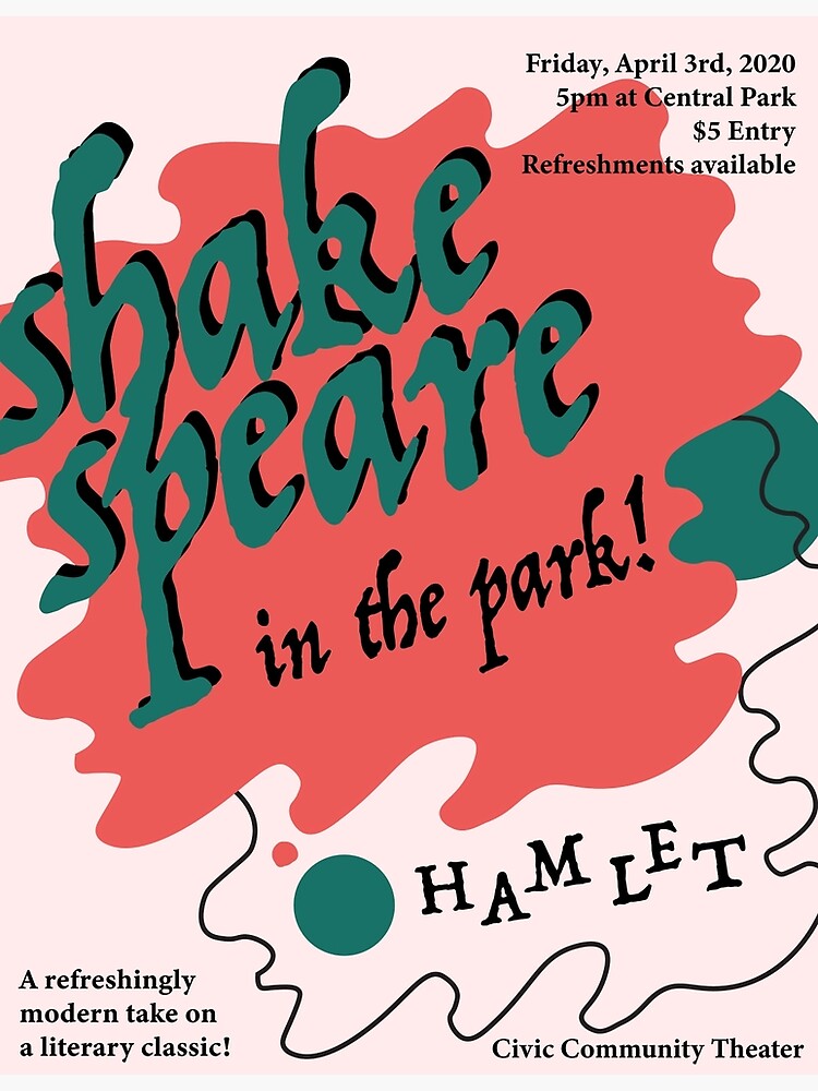 "Shakespeare in the Park Hamlet" Poster for Sale by lucymannan Redbubble