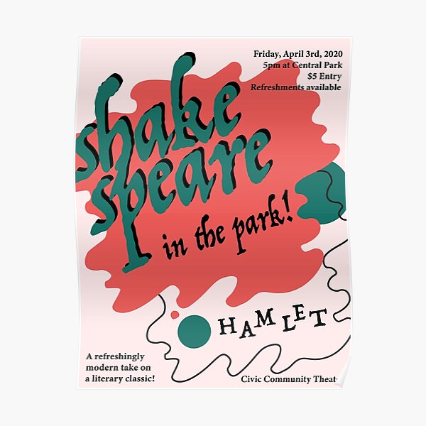 "Shakespeare in the Park Hamlet" Poster for Sale by lucymannan Redbubble