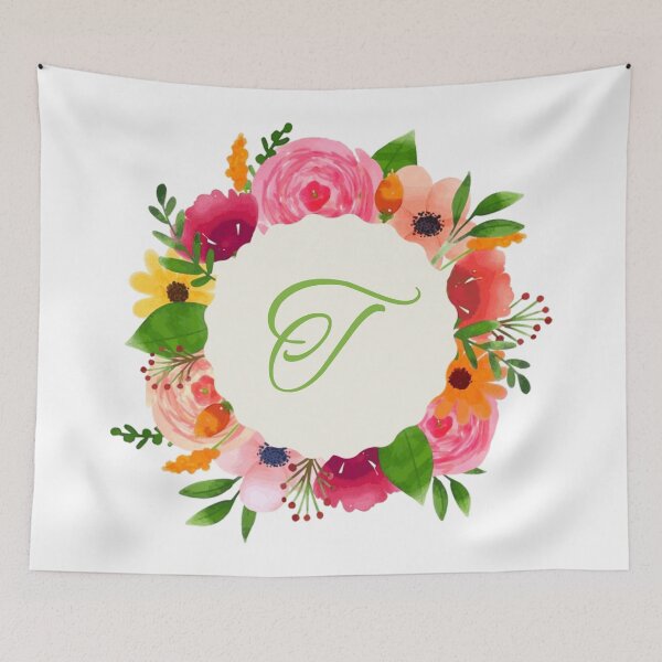 Item preview, Floral Wreath with T designed and sold by Morgan Turrentine.