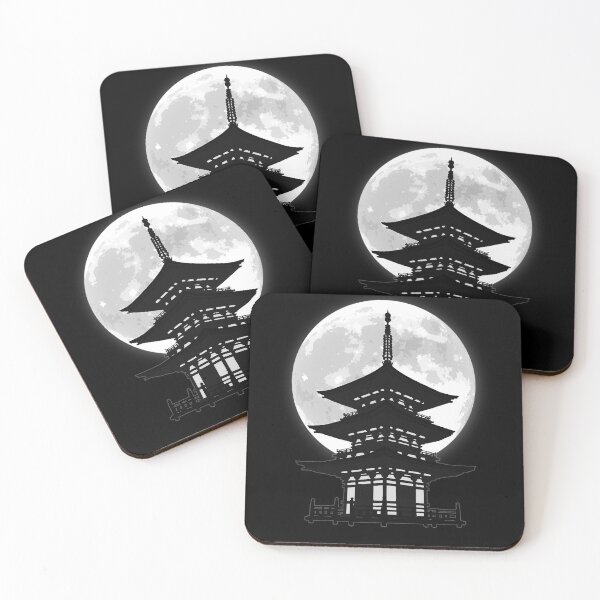 Artikelvorschau, Japanischer schwarzer Tempel vor dem Mond entworfen und verkauft von SimplyConnor.