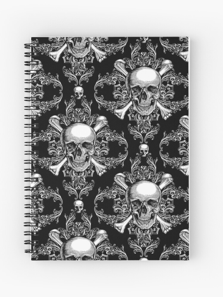 Skull Crossbones Wallpaper Spiral Notebook By Minion Factory Redbubble