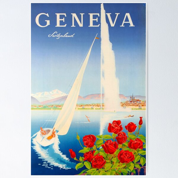 Item preview, Geneva vintage travel poster designed and sold by stickart-marek.