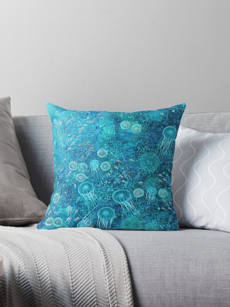Throw Pillow, Diaphanous Lifeforms designed and sold by Nicole Grimm-Hewitt
