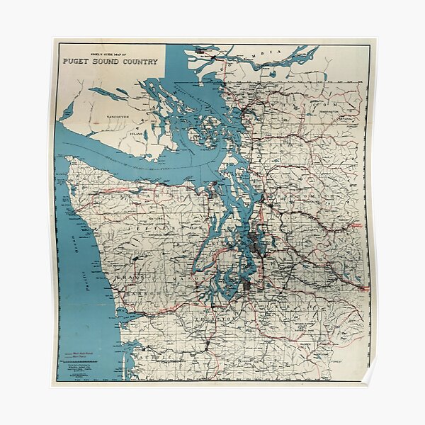 Vintage Map of The Puget Sound (1919) Poster
